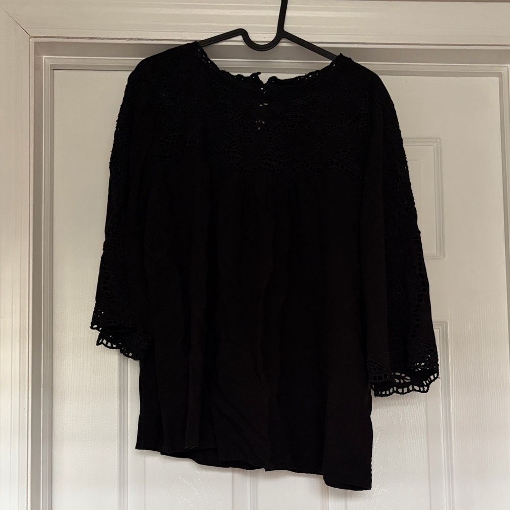 Chico's Black Lace Detail Blouse